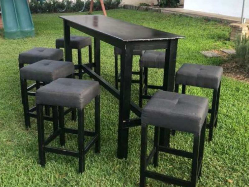 Renta Mesa Rectangular Tipo Bar Negra