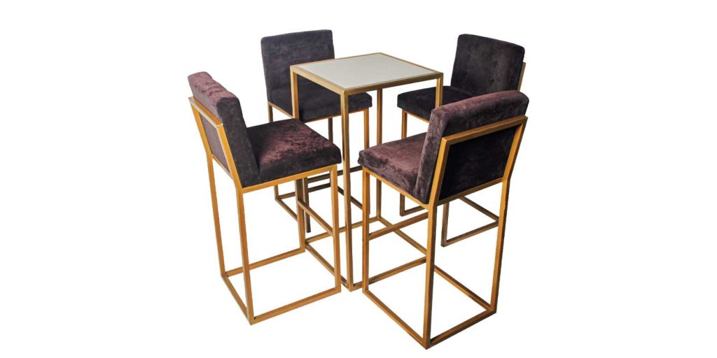 Renta Mesa Cuadrada Alta Mármol Blanco/Negro