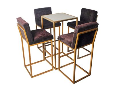 Renta Mesa Cuadrada Alta Mármol Blanco/Negro