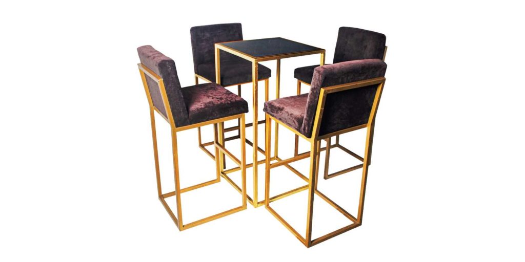 Renta Mesa Cuadrada Alta Mármol Blanco/Negro