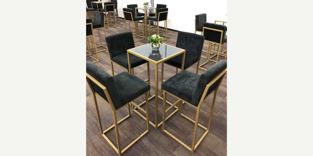 Renta Mesa Cuadrada Alta Mármol Blanco/Negro