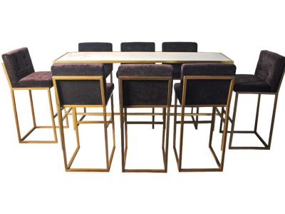 Renta Mesa Alta Rectangular Mármol Blanco/Negro