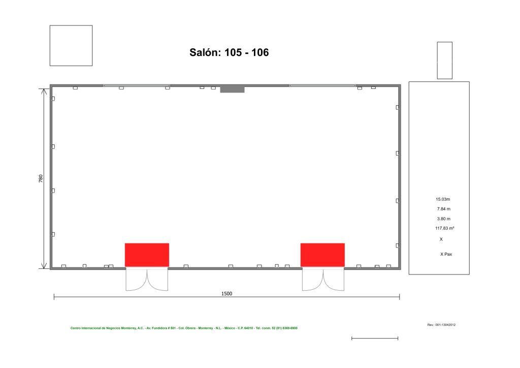 Renta de Salón 105-106 para conferencias en Cintermex