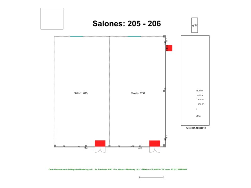 Renta de Salón 205-206 para posadas en Cintermex