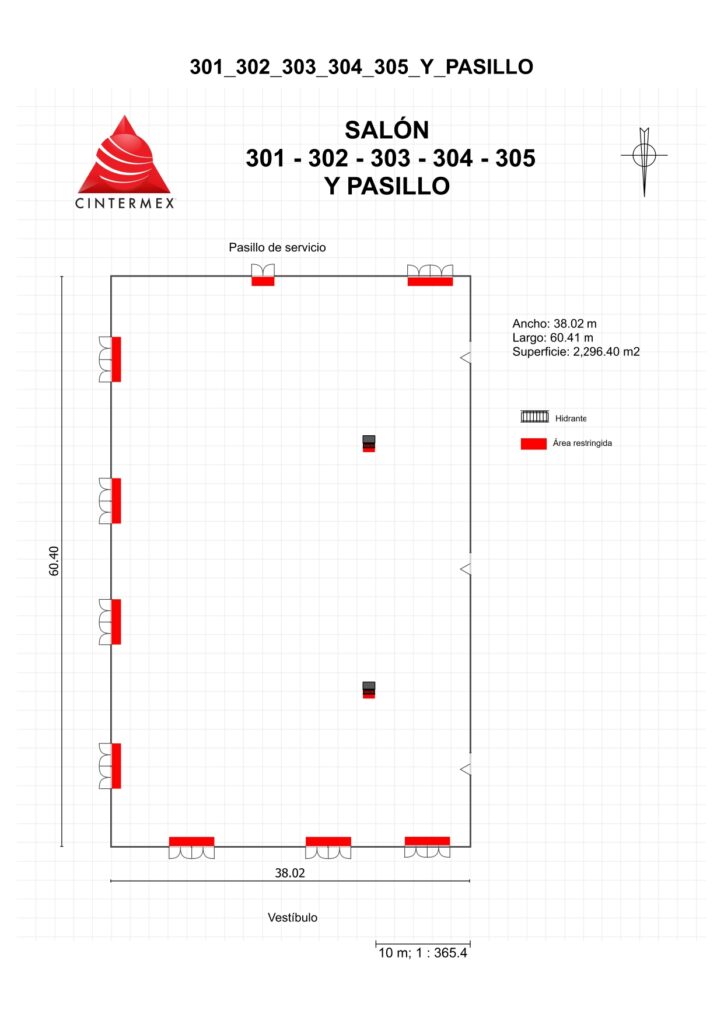 Renta de Salón 301-302-303-304-305-Pasillo en Cintermex